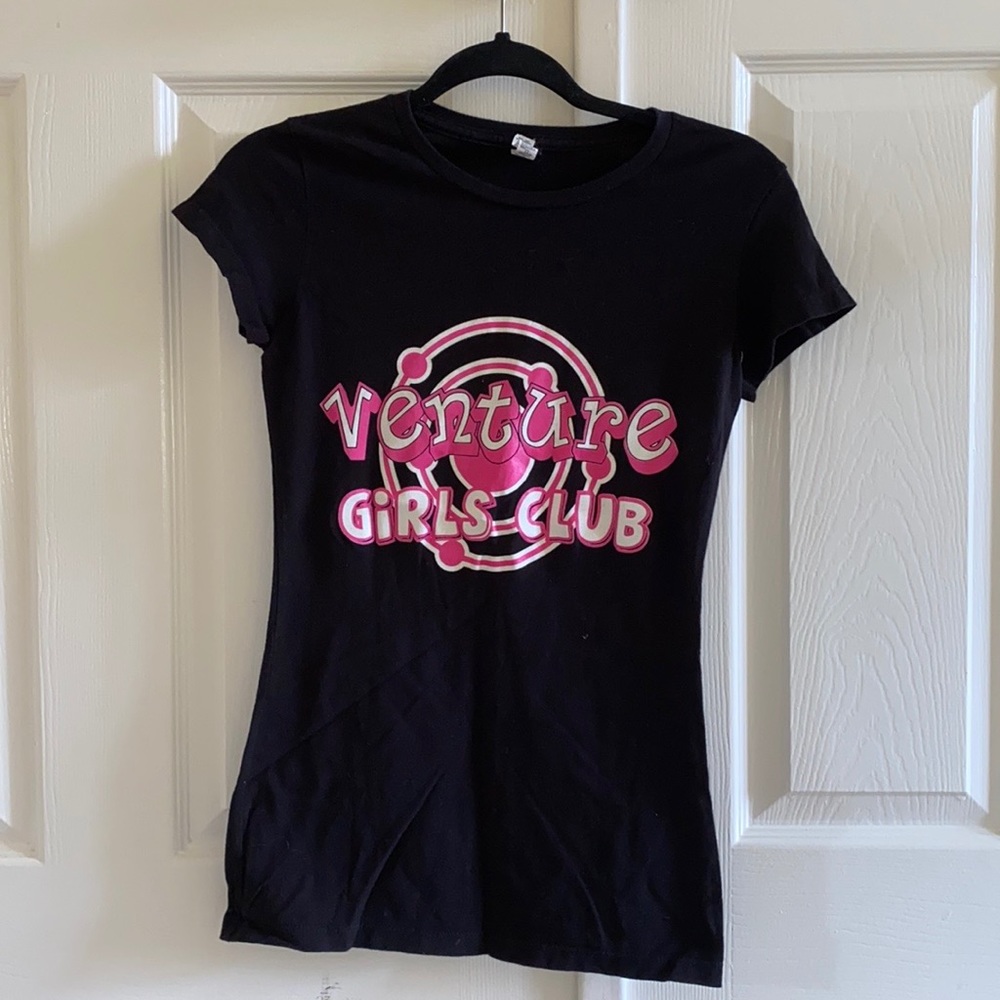 UO NWOT Y2K Neon Pink and Black Venture Girls Club Graphic T-shirt